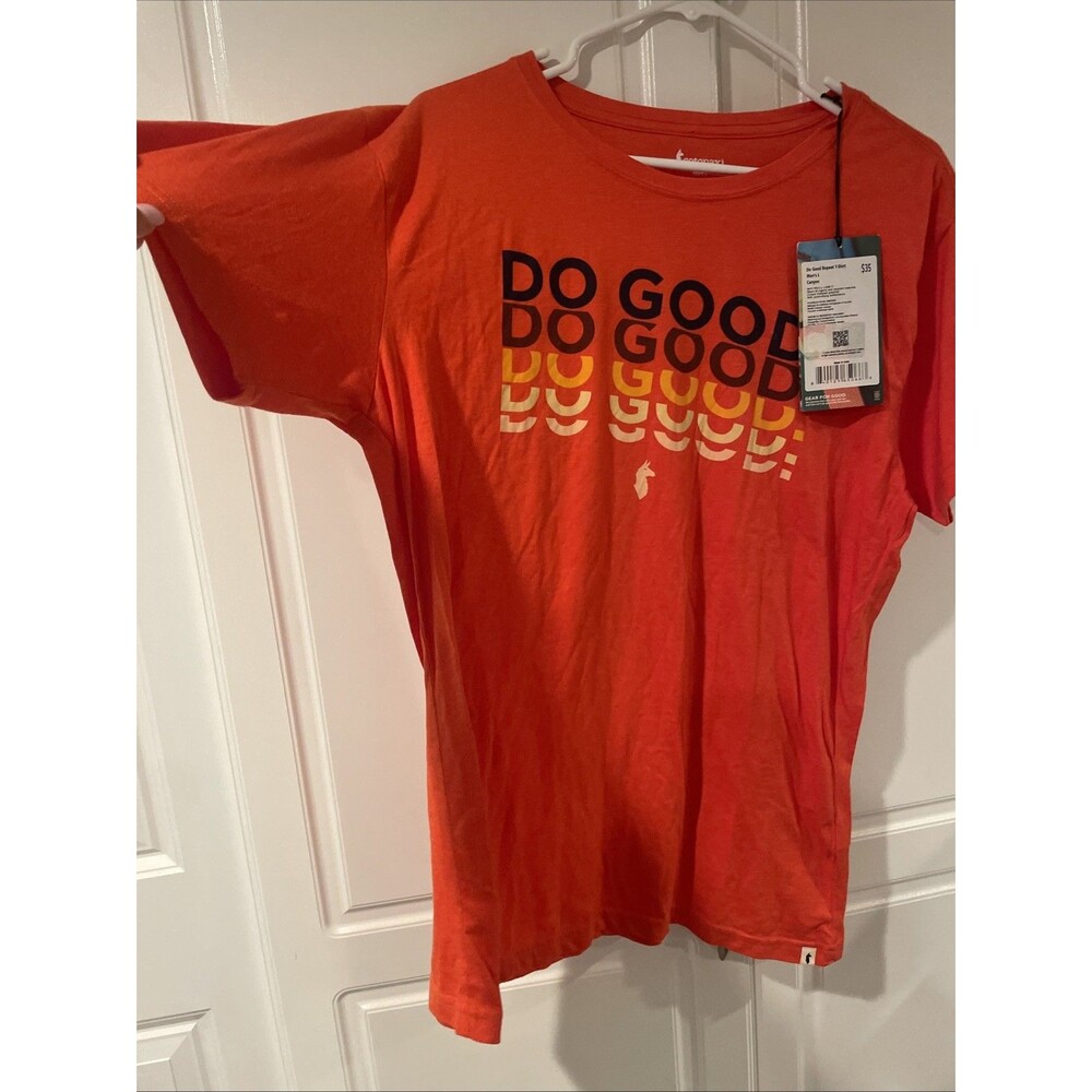 Cotopaxi Men's Do Good Repeat Graphic Short Sleeve T Shirt L Large Canyon Orange